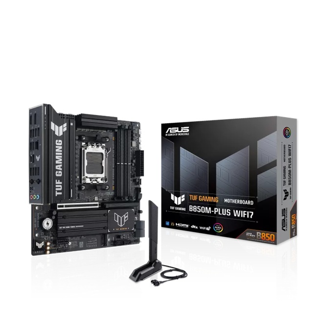 MBA-B850M-PLUS-WIFI7 ASUS TUF GAMING B850M-PLUS WIFI7, AM5,B850,4DDR5 256GB,PCIe5.0,M.2x3,WiFi7,BT5.4,2.5GbE,USB20G,DP,HDMI,mATX,3yr wty