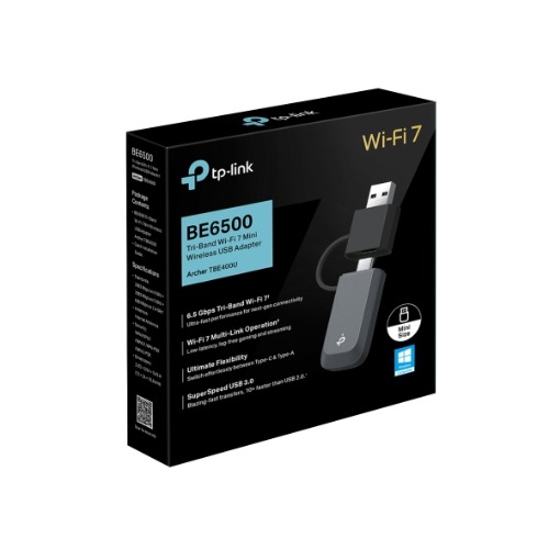 NWTL-ARCHERTBE400U TP-Link Archer TBE400U BE6500 Tri-Band Wi-Fi 7 Mini Wireless USB Adapter