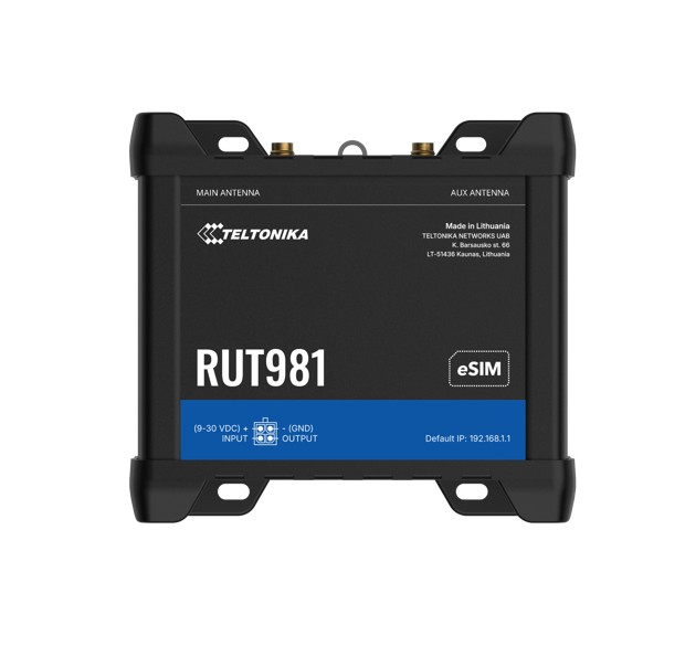NHT-RUT981 Teltonika RUT981 GLOBAL 4G ROUTER, Telit Cat 4 Modem, 4 x Ethernet Ports, DUAL SIM & eSIM, 2 x RJ45 Ports, PSU included