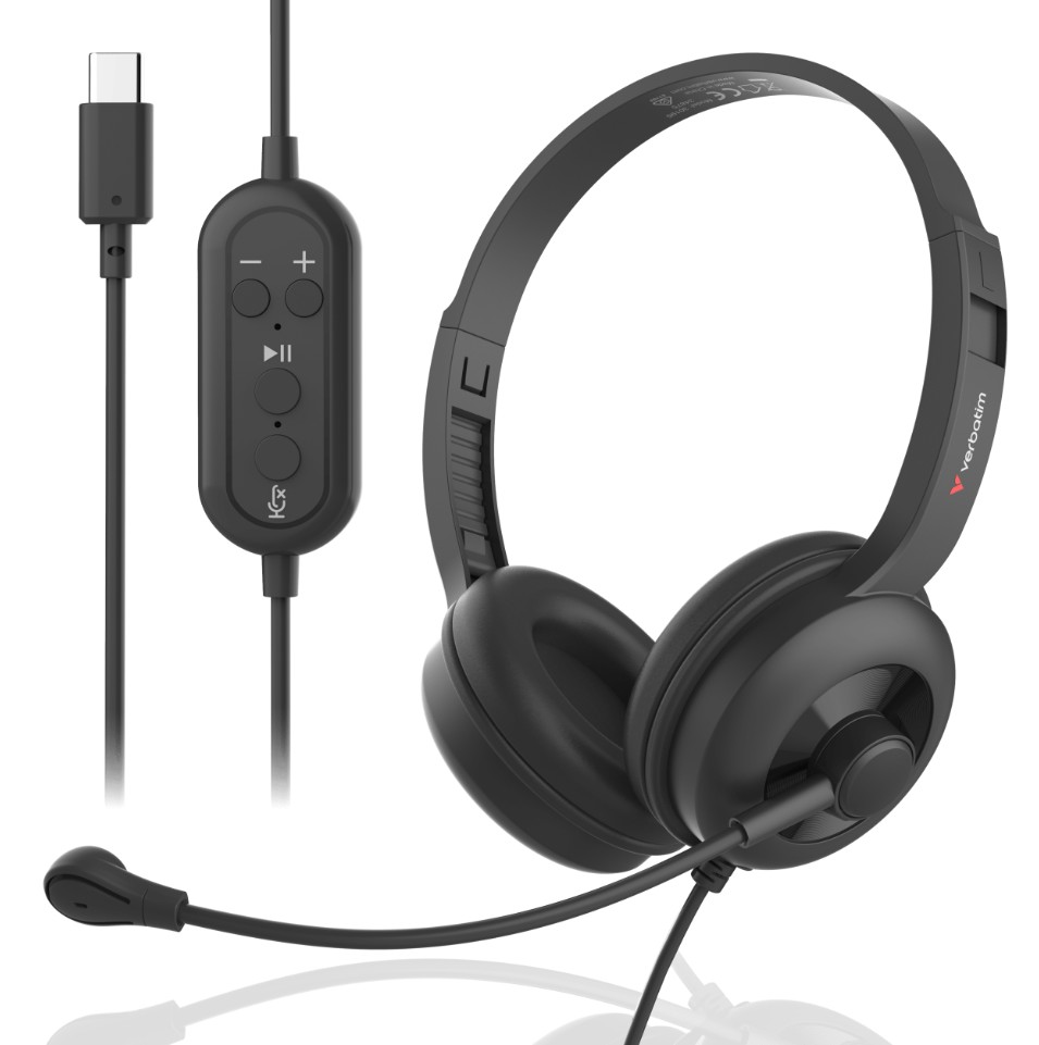 [SPV-30195] SPV-30195 Verbatim ClaritySound Headset With USB-C Clear Sound, Comfort, Reduce Background Noise.Ideal for Office, Education, Business