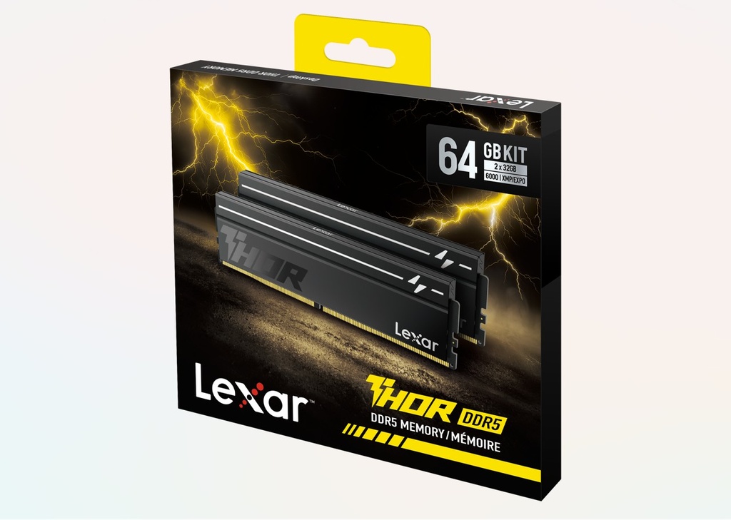 LXM-DR5-U32GX2-C400V-RGD Lexar LD5U32G60C400V-RGD DDR5 UDIMM 64GB Kit (2 x 32GB) 6000 MT/s 1.35V CL40 THOR RGB G2 HEATSINK BLACK GLOBAL INTEL XMP 3.0 & AMD EXPO