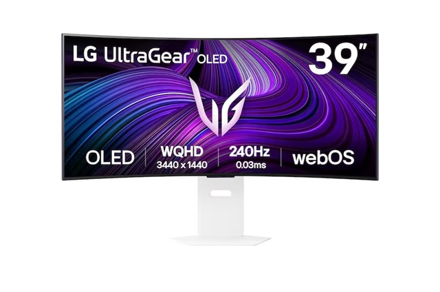 MNL-39GX90SA-W LG 39' UltraGear  OLED 240Hz WQHD Curved Smart Gaming Monitor, 3440×1440, 0.03ms, 800R, DCI-P3 98.5%, HDR10, G-SYNC, FreeSync Premium, USB-C, 65W