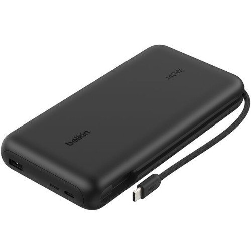 MPA-BPB039FQBK Belkin UltraCharge Pro 25K mAh Laptop Power Bank w/ 140W Integrated USB-C Cable(35CM) - Black(BPB039fqBK),1x USB-C,1x USB-A, $2500CEW,2 Years Warranty