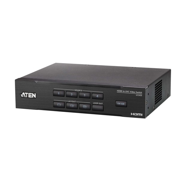 USA-UC3430-AT-U ATEN CamLive PRO 4K 4-Input HDMI to USB Video Switcher with HDMI PGM / Loop-through at 4K @ 60 and USB-C output 4K @ 30 for live broadcast
