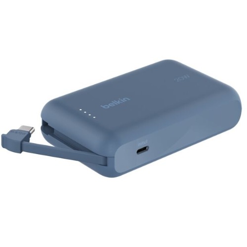 MPA-BPB021FQBL Belkin BoostCharge 10K Power Bank with Integrated USB-C Cable (5.7 cm)  - Blue (BPB021fqBL), 2xUSB-C(20W), $2500 CEW, 2 Years Warranty