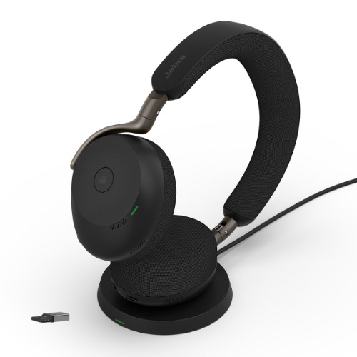 [SPJ-EVL3-75-MS-S-A-ST] SPJ-EVL3-75-MS-S-A-ST Jabra Evolve3 75, MS Stereo Black Bluetooth ANC Headset with Wireless Charging Pad, Link390A BT, USB-A