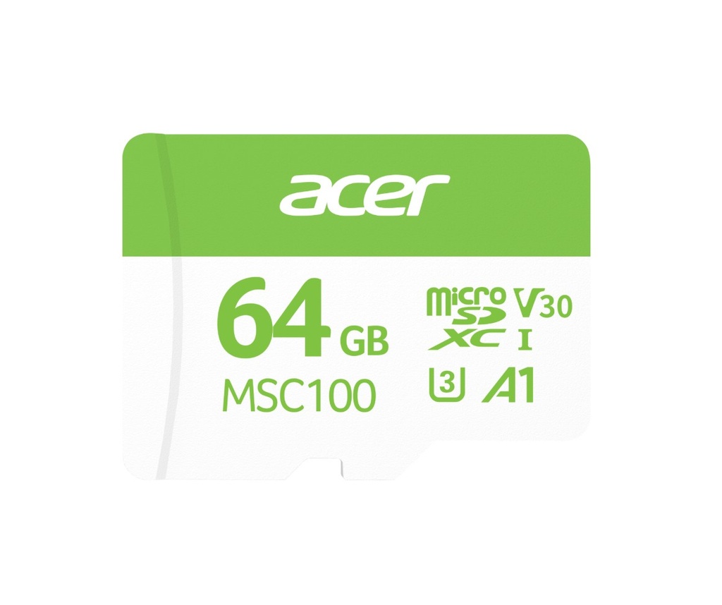 BIW-MSC100-64GB Acer MSC100-64GB microSD Express Read & Write Speed up to 100 MB/s & 30MB/s BL.9BWWA.336