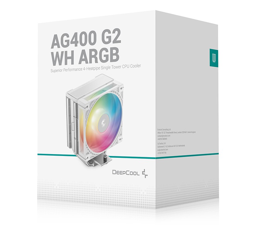 [CFD-AG400-ARGB-G2-WH] CFD-AG400-ARGB-G2-WH DeepCool AG400 ARGB G2 WH Superior Performance 4 Heatpipe Single Tower CPU Cooler