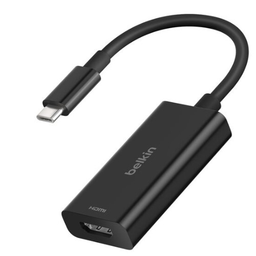 MPA-AVC013BTBK Belkin Connect USB-C to HDMI 2.1 Adapter w/ Tethered USB-C Cable (11cm) - Black (AVC013btBK), 8K@60Hz, HDR10+, HBR3, DSC, HDCP 2.2, 2-Year Warranty