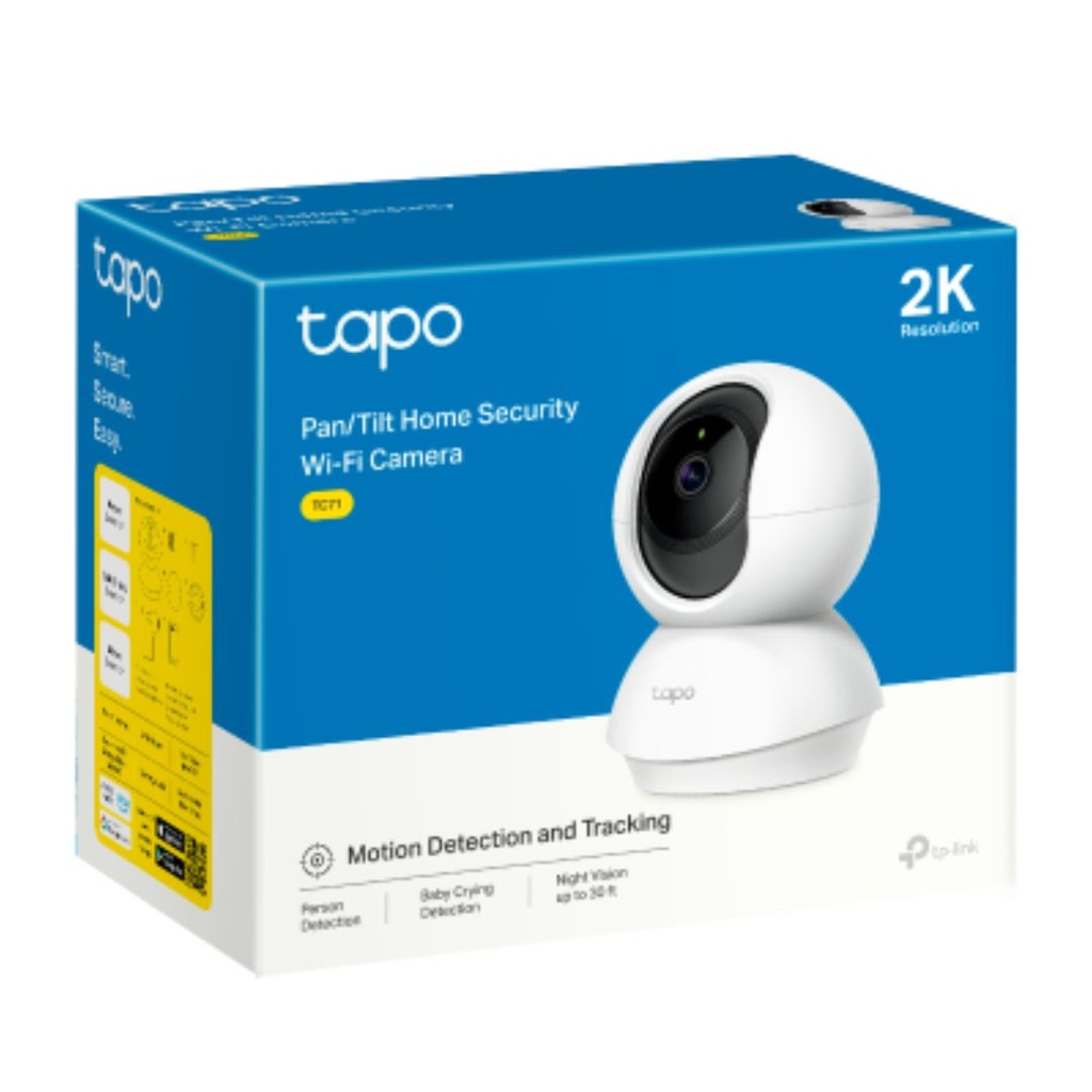 TP-Link TC71 Pan/Tilt Home Security Wi-Fi Camera, 2K, 3MP (2304x1296), Two-Way Audio,Sound  Light Alarm, Motion Detect