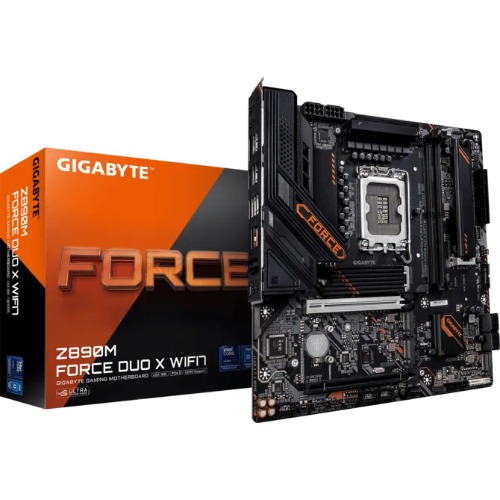MBG-Z890MFORCEDUOXWIFI7 Gigabyte Z890M FORCE DUO X WIFI7 MB Intel LGA 1851 ATX Motherboard, 4x DDR5 ~256GB, 3x PCI-E x16, 4x M.2, 4x SATA,  5x USB 3.2, 1x USB-C, 4x USB 2.0