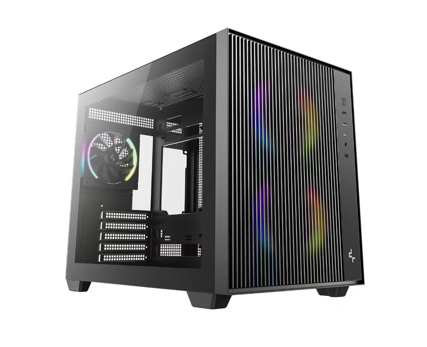 CAD-CG330-MESH-3F DeepCool CG330 MESH 3F High Airflow Dual Chamber Micro ATX Case, 3 Pre-Installed Fans,  USB3.0 x1,USB2.0 x1,Type-C x1,Audio x1