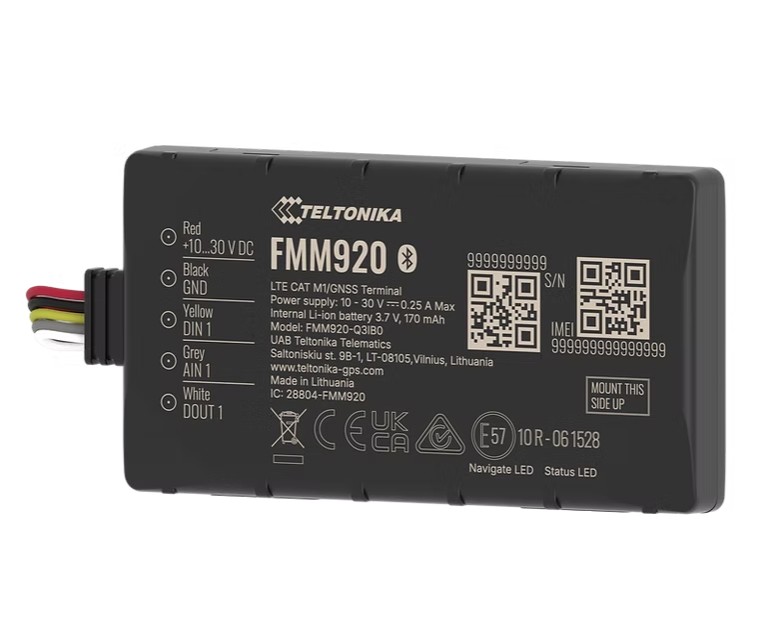 NHT-FMM920 Teltonika Most popular compact 4G LTE Cat M1 model for basic tracking, 12 mm-height device can be easily fitted in the tightest spaces