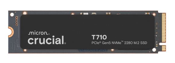 HBC-T710-2TB Crucial T710 2TB PCIe Gen5 NVMe 2280 SSD - 14500/13800 MB/s R/W 1200TBW 2.3M IOPs 1.5M hrs MTTF with DirectStorage for Intel & AMD 5yrs