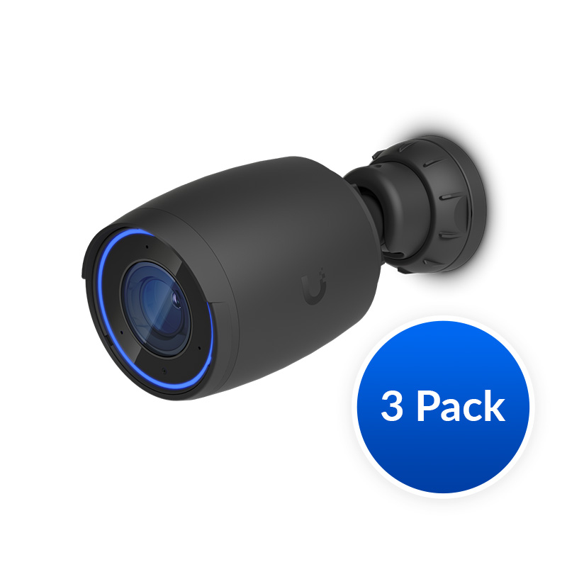 NHU-UVC-AI-PRO-3 Ubiquiti AI Professional UniFi Protect Indoor/Outdoor 4K PoE Camera, 3Pack-OEM,  Black, Waterproof IP65, PoE+ Power, Max Power 11W, GbE RJ45 Port