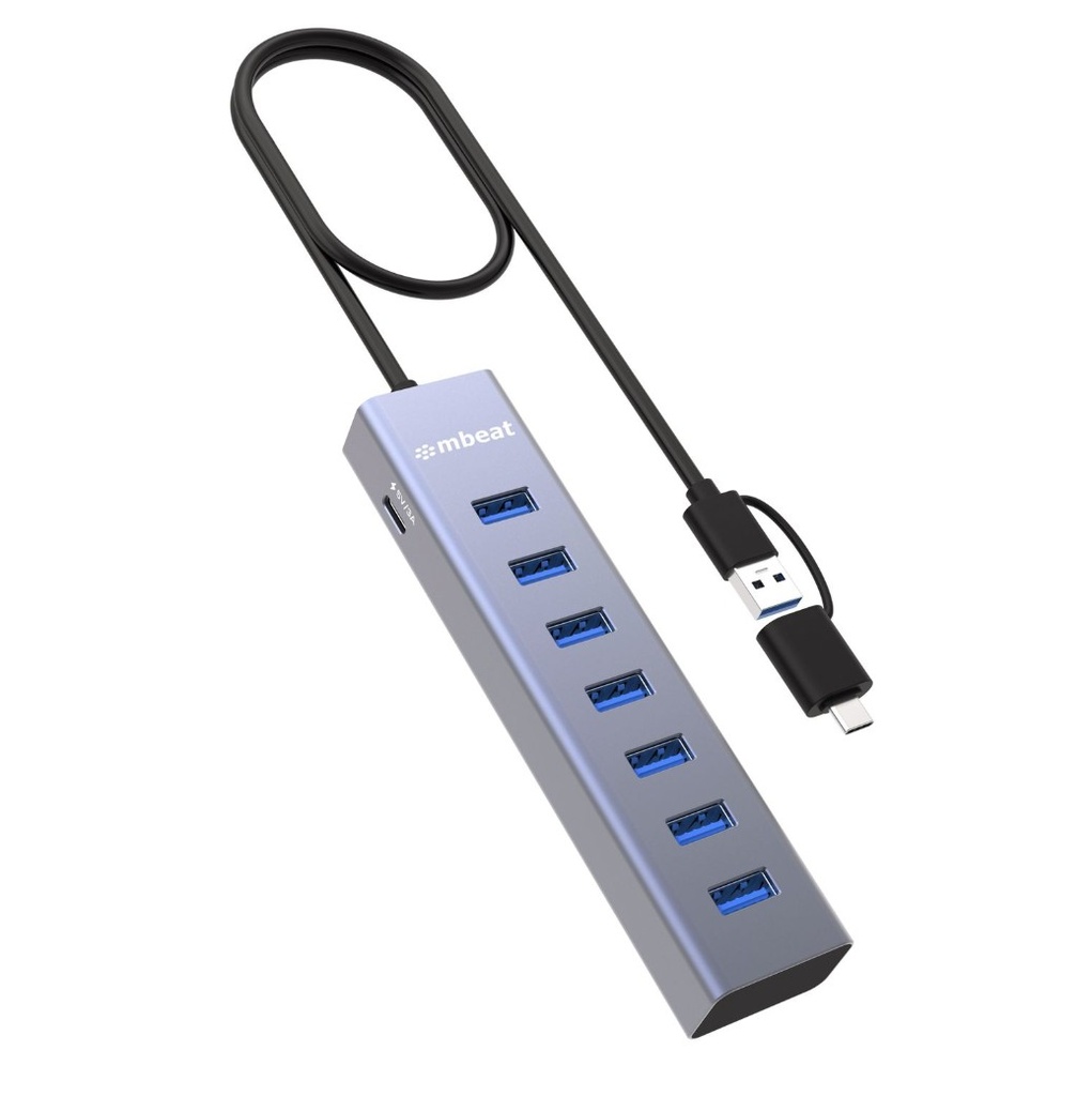 USMB-MB-HUB788 mbeat® 7-Port USB Hub with Dual USB-A & USB-C Connector 7 High-Speed USB 3.2 Gen 1 Ports