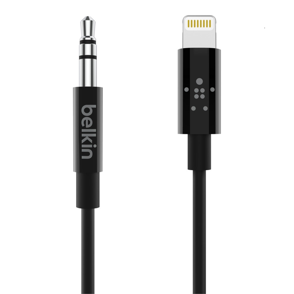 MPABACLC6MBLK Belkin 3.5 mm Audio Cable With Lightning Connector (1.8M) - Black (AV10172bt06-BLK), High Resolution Audio, MFI-Certified, Apple, 2 Years Warranty