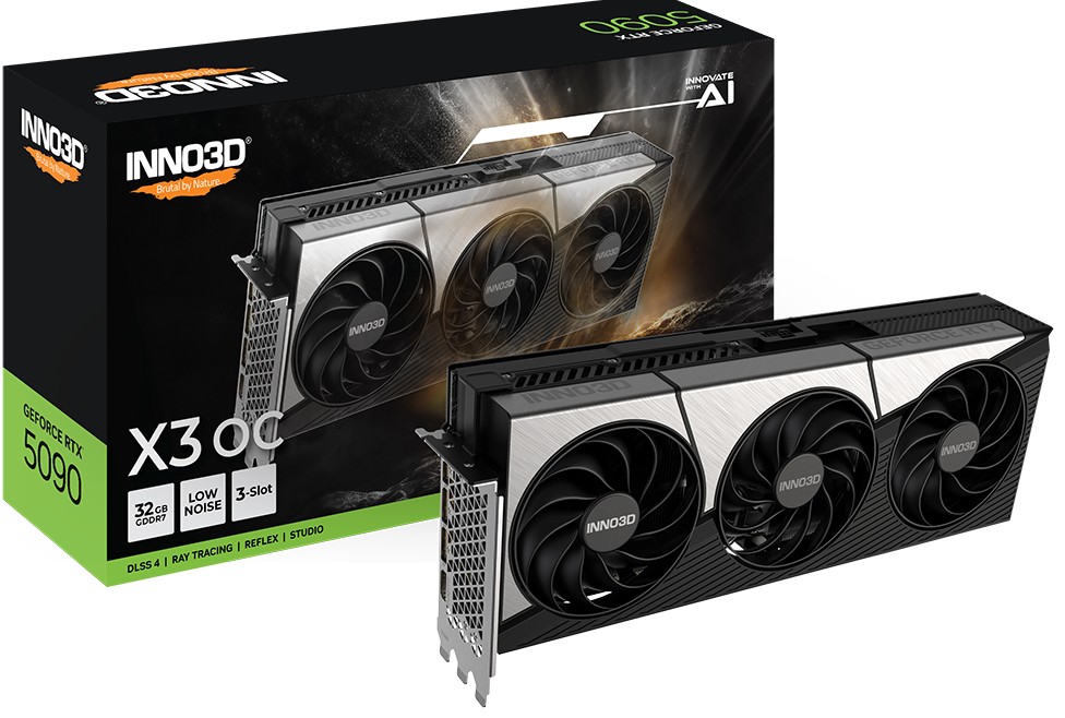 VCI-RTX5090-X3O INNO3D nVidia GeForce RTX 5090 X3 OC 32GB GDDR7 2452MHz Boost Clock, RAM 28Gbps, 3x DP, 1xHDMI 333x137x60mm (3-slot)