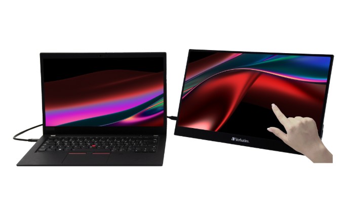 MNV-49593 Verbatim 17.3' USB-C Portable 10 Point Touch, Full HD 1080p, HDMI, IPS Portable,  Business, Sleeve, Ultra Portable Black Aluminium, Win & IOS Monitor
