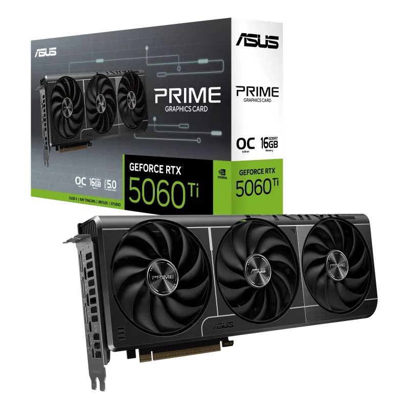 VCA-RTX5060TI-O16G-PRI ASUS nVidia GeForce PRIME GeForce RTX™ 5060 Ti 16GB GDDR7 OC Edition, 128-bit, PCIe 5.0, 2647MHz, 4608 CUDA, 2.5-Slot