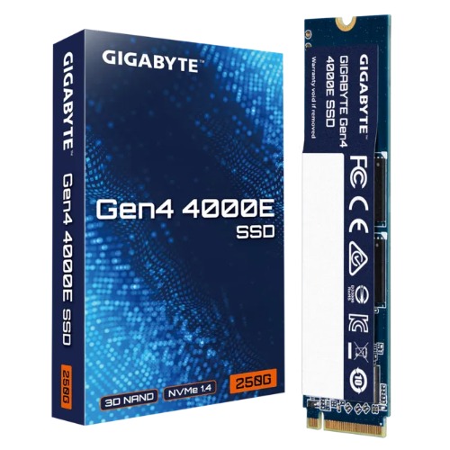 HBG-G440E250GM2250GB GIGABYTE Gen4 4000E 250GB NVMe PCIe 4.0 x4 M.2 2280 SSD, 3600MB/s Read, 3000MB/s Write, 1.5M Hours MTBF, 3-Year Warranty