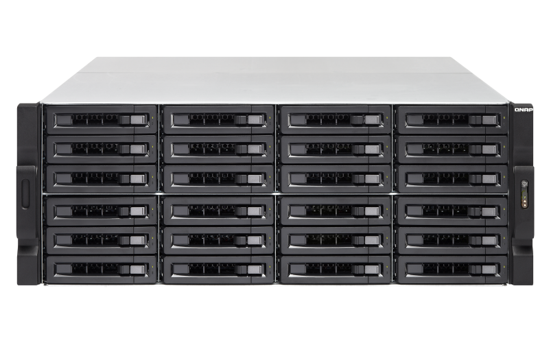 [TS-2483XU-RP-E2136-16G] 24-Bay NAS, Intel Xeon E-2136 quad-core 3.3 GHz processor (burst up to 4.5 GHz), 16 GB UDIMM DDR4 (2 x 8GB), 24x 2.5"/3.5" SATA HDD/SSD, 4 GigaLan