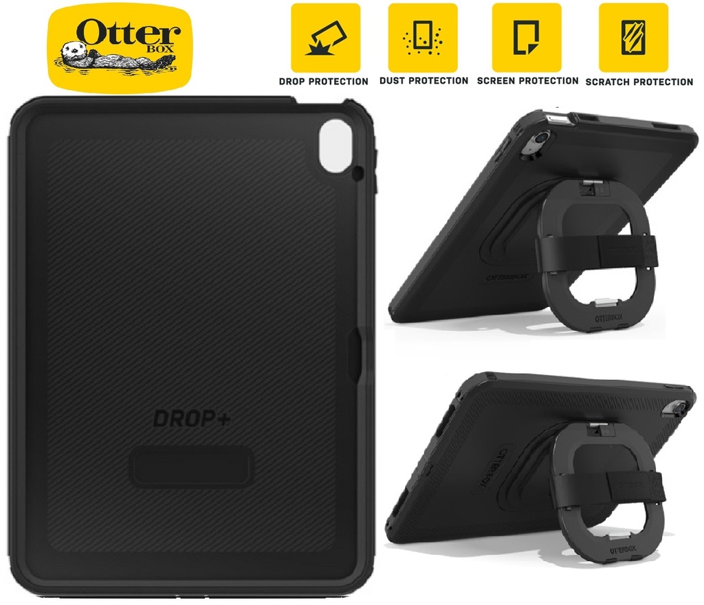 OtterBox Defender Apple iPad (10.9") (10th Gen) Case with Kickstand, Screen Protection and Strap ProPack - Black (77-90431),7 Years Warranty