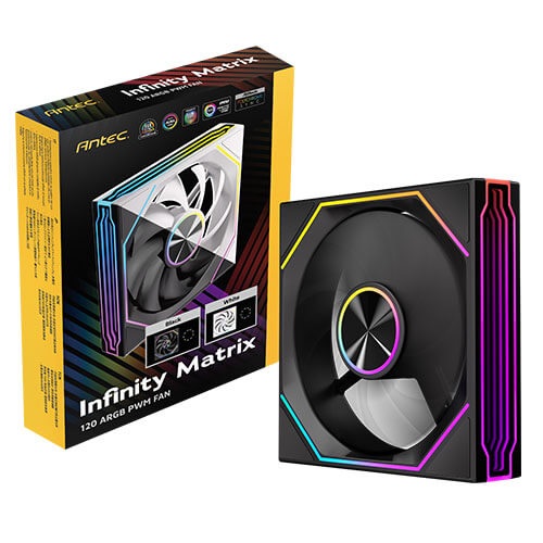 CFA-IM120ARGB Antec IM 120 ARGB - Black – 120mm PWM Fan, 800–1800RPM, 46.43CFM, 1.69mmAq, Hydraulic Bearing, ARGB