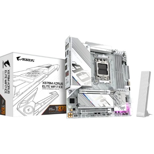 MBG-X870MAORELITEWIFI7ICE Gigabyte X870 AM5 ATX, Ryzen 9000/8000/7000, 4×DDR5 256GB, PCIe 5.0 M.2, USB4, Wi-Fi 7, BT 5.4, 5GbE LAN, ALC1220, HDMI, Win11 64-bit