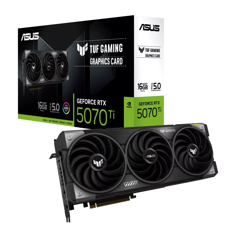 VCA-RTX5070TI-16G-TUF ASUS nVidia GeForce TUF RTX™ 5070 Ti 16 GB Gaming, GDDR7, 256-bit, PCIe 5.0, 2482MHz, 8960 CUDA, 3.125-Slot