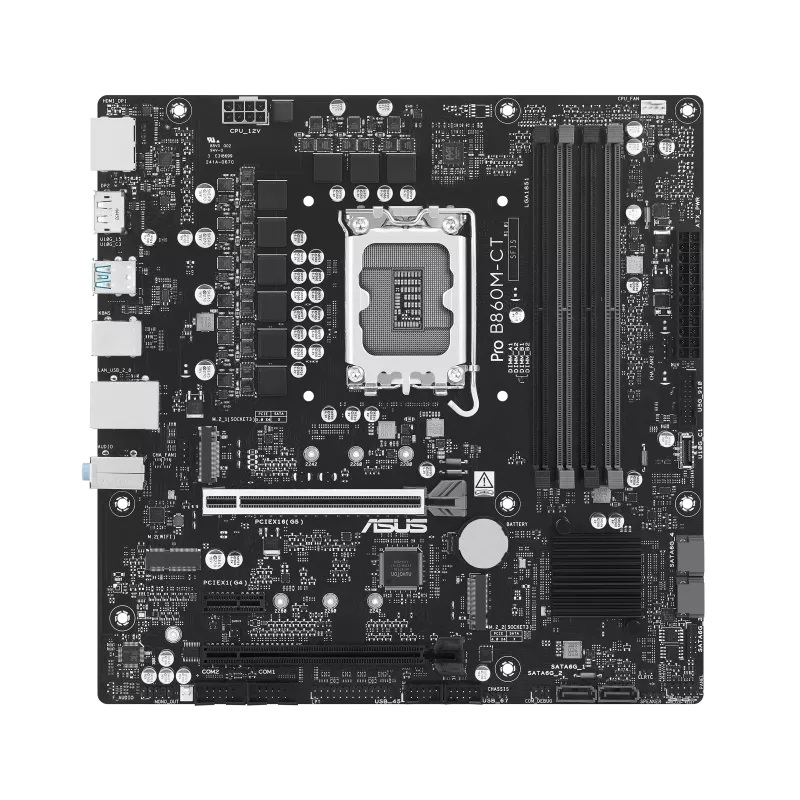 [MBA-B860M-CT-CSM-PRO] MBA-B860M-CT-CSM-PRO ASUS PRO B860M-CT-CSM-SI, Micro-ATX Motherboard, Intel B860, LGA1851, DDR5 256GB, PCIe 5.0, 2× M.2, 1GbE, Commercial BIOS