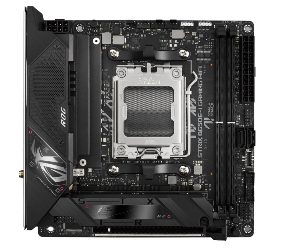 MBA-B650E-I-ROG-WF ASUS AMD B650E ROG STRIX B650E-I GAMING WIFI (AM5) Mini-ITX Motherboard, DDR5 96GB, PCIe 5.0, 2× M.2, Wi-Fi 6E, 2.5GbE