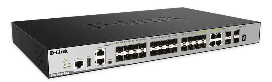 [DGS-3630-28SC] DGS-3630-28SC 28-Port Gigabit xStack Layer 3+ Managed Stackable Switch with 24 SFP (4 Combo 1000Base-T) and 4 10 GbE SFP+ Ports  (Advanced Layer 3 functionality req