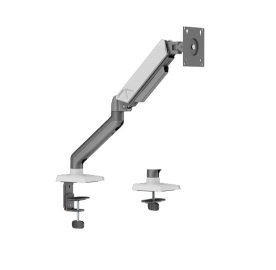 Brateck LDT88-C012 SINGLE SCREEN RUGGED MECHANICAL SPRING MONITOR ARM For most 17"~32" Monitors, Space Grey  White (LS)