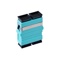 [015.002.0074] SC OM3 / OM4 Multimode Through Coupler Flangeless Duplex | Aqua
