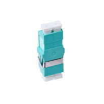 [015.002.0073] 015.002.0073 LC OM3 / OM4 Multimode Through Coupler Flangeless Duplex | Aqua