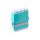 [015.002.0072] 015.002.0072 LC OM3 / OM4 Multimode Through Coupler Flangeless Quad Ceramic Sleeve | Aqua