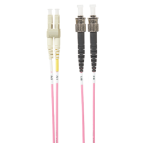[FL.OM4LCST1MP] FL.OM4LCST1MP 1m LC-ST OM4 Multimode Fibre Optic Cable: Salmon Pink