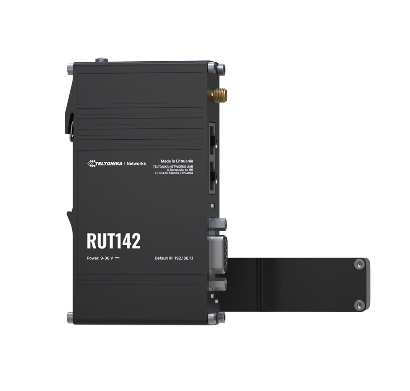 Teltonika RUT142 Industrial Router, Wi-Fi 4, RS232  for Serial Communication, Integrated DIN Rail Bracket, 3-Pin Power Connector, PSU excluded