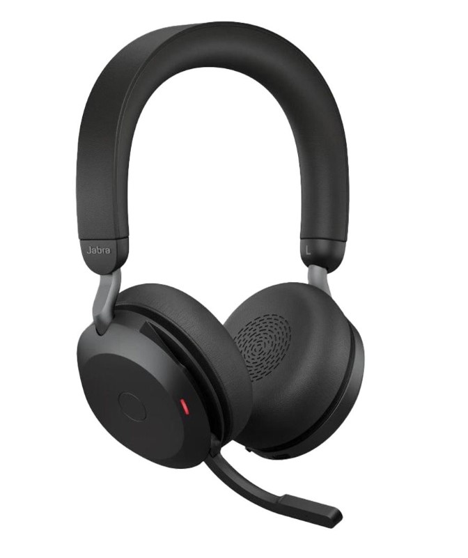 Jabra Evolve2 75 USB-A Link380a MS Stereo Black, 8-Mic Technology, 36 Hours Battery  Fast Charge, Dual-Foam Tech, Discreet Hide-Away Boom Arm