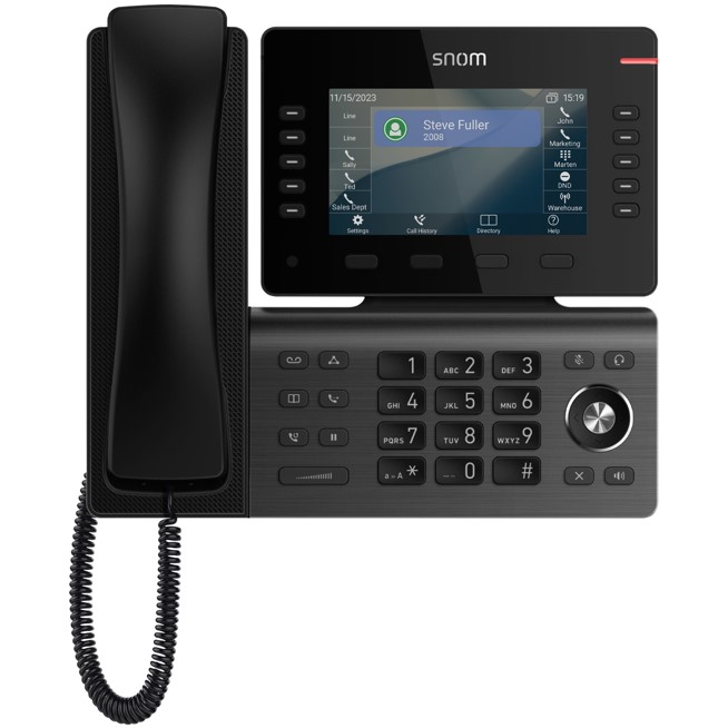 SNOM D815W Desk Telephone, 5” (480x272) color LCD, 10 (36) configurable self-labeling multicolor LED keys, 2 USB ports, 3-year standard warranty