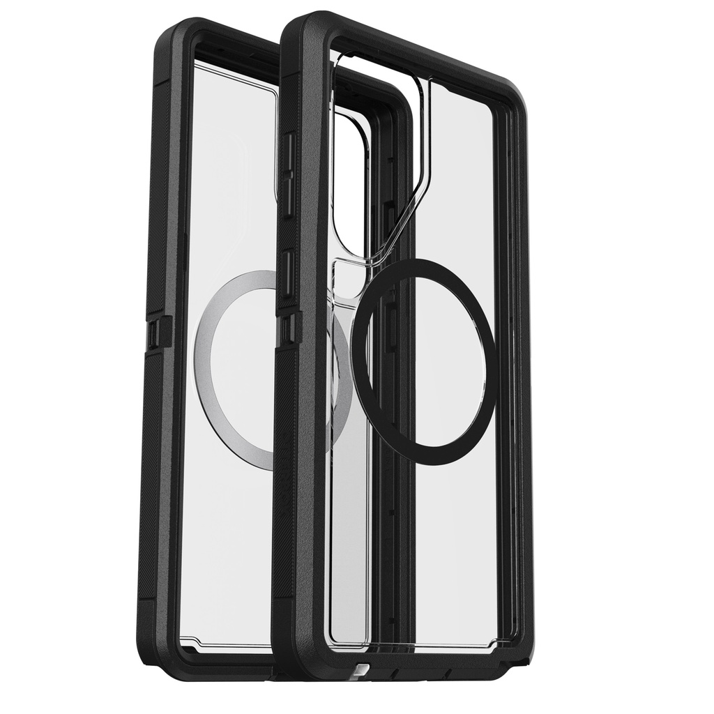 OtterBox Defender XT Clear Magnets Samsung Galaxy S25 5G (6.2") Case Dark Side Clear/Black - (77-97580), DROP+ 7X Military Standard, 7 Years Warranty