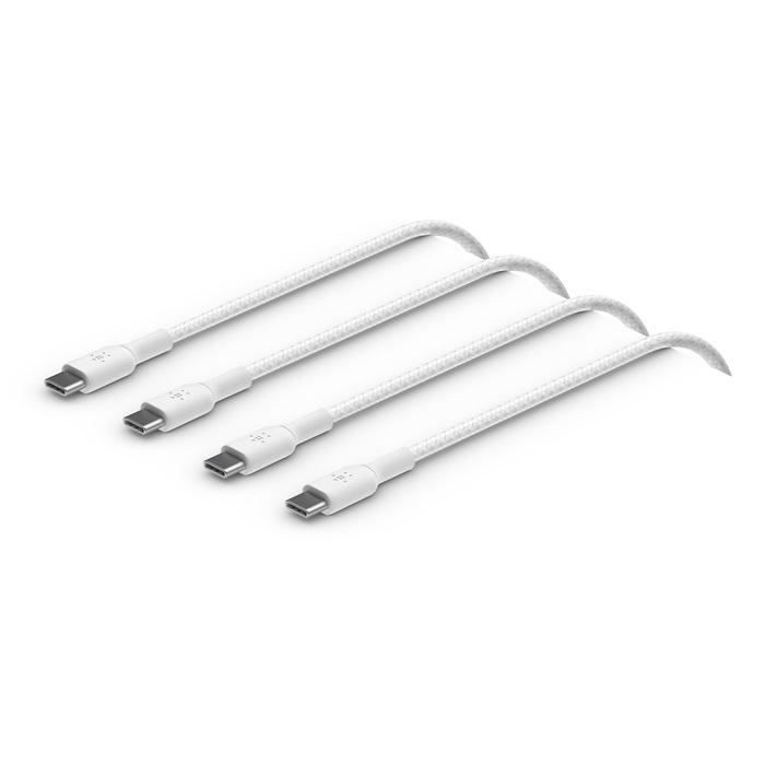 Belkin BoostCharge Braided USB-C to USB-C Cable (1m/3.3ft) - White (CAB004bt1MWH2PK)
