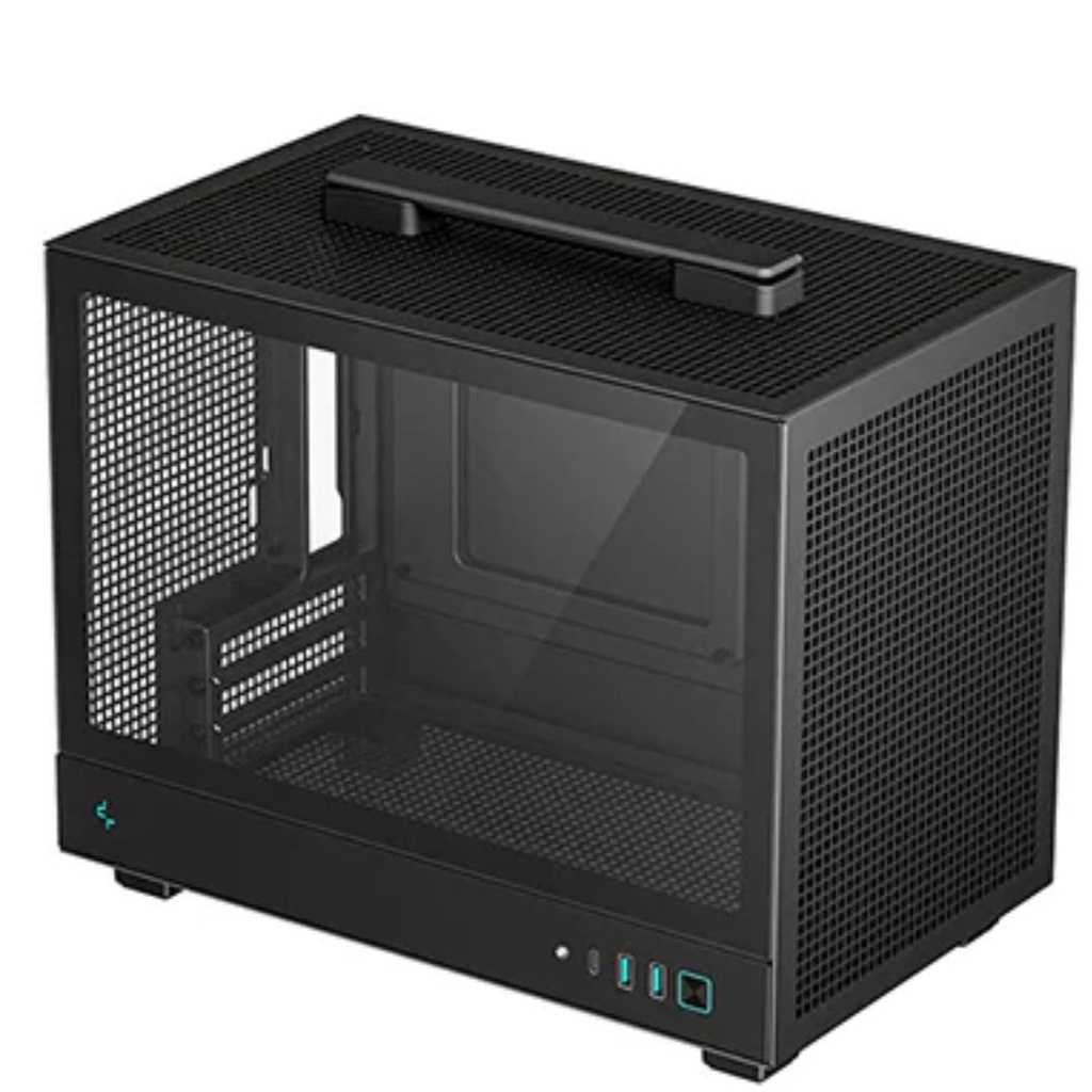 DeepCool CH160 Ultra-Portable Mini-ITX Case, Mesh  Glass Panels, Full Sized Air Cooler Support, Carry handle 336×200×283.5mm