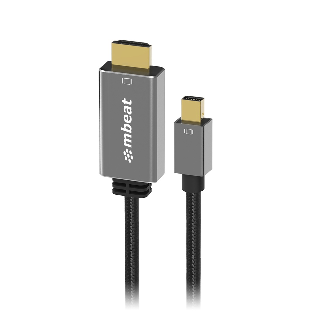 mbeat "Tough Link" 1.8m Mini DisplayPort to HDMI Cable - Space Grey Package Weight: 100g HDMI Cable Mini Displayport  Package Weight: 100g