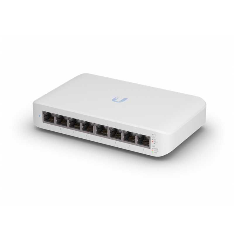 Ubiquiti UniFi Switch USW-Lite-8-POE, 4x PoE Output Ports, 52W PoE Supply, Fanless, Wall Mount Kit Included, 2Yr Warr