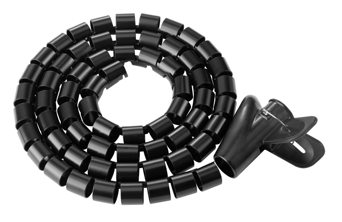 Brateck 15mm/0.59" Diameter Coiled Tube Cable Sleeve Material Polyethylene(PE) Dimensions 1000x15mm - Black(LS)