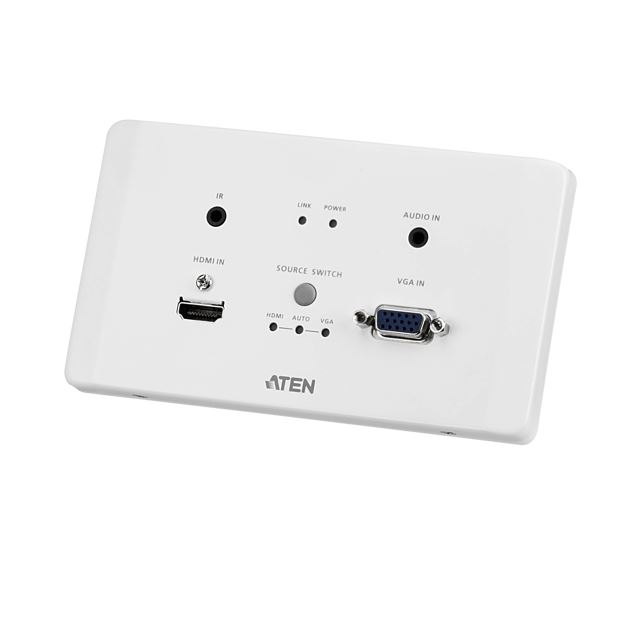 Aten VE2812AEUT HDMI  VGA HDBaseT Transmitter with EU Wall Plate / PoH (4K@100m) (HDBaseT Class A), Built-in PoH, Auto-switch