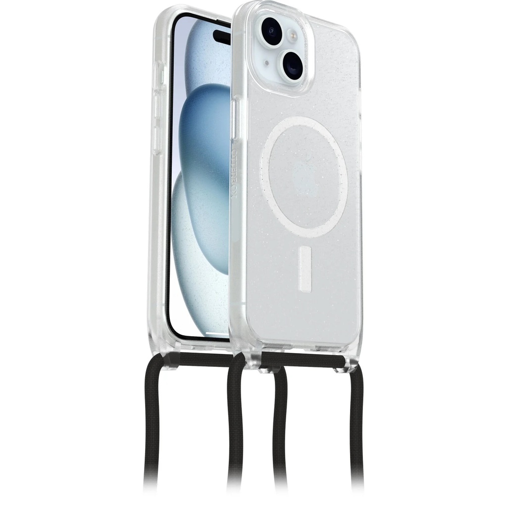 OtterBox React Necklace MagSafe Apple iPhone 15 (6.1") Case Stardust (Clear Glitter) - (77-93595), DROP+ Military Standard,7 Years Warranty