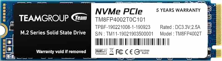 [TM8FP4002T0C101] TEAM SSD | MP34 NVME M.2 PCIe Gen3 x4 read/write speed to reach up to 3,500/2,900 MB/s